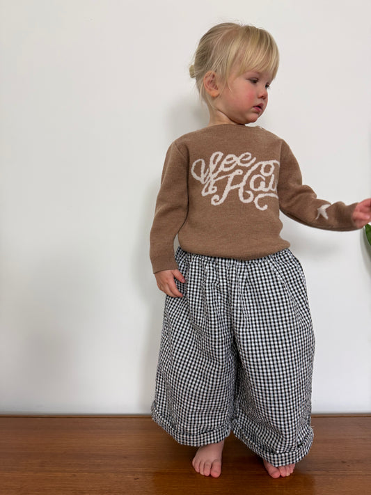 Brown Merino wool knit western cowboy jumper