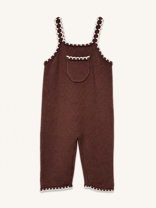 Brown Merino Wool Scallop Dungarees