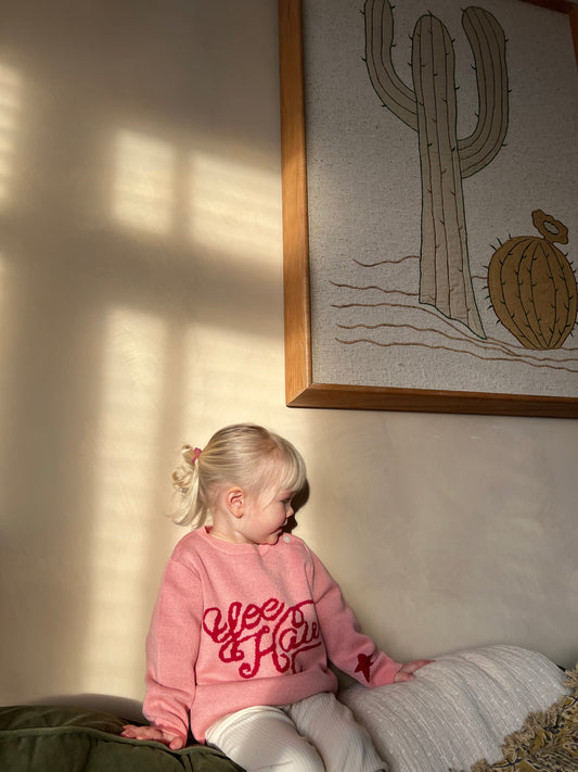Children’s pink merino wool western cowgirl knitted jumper