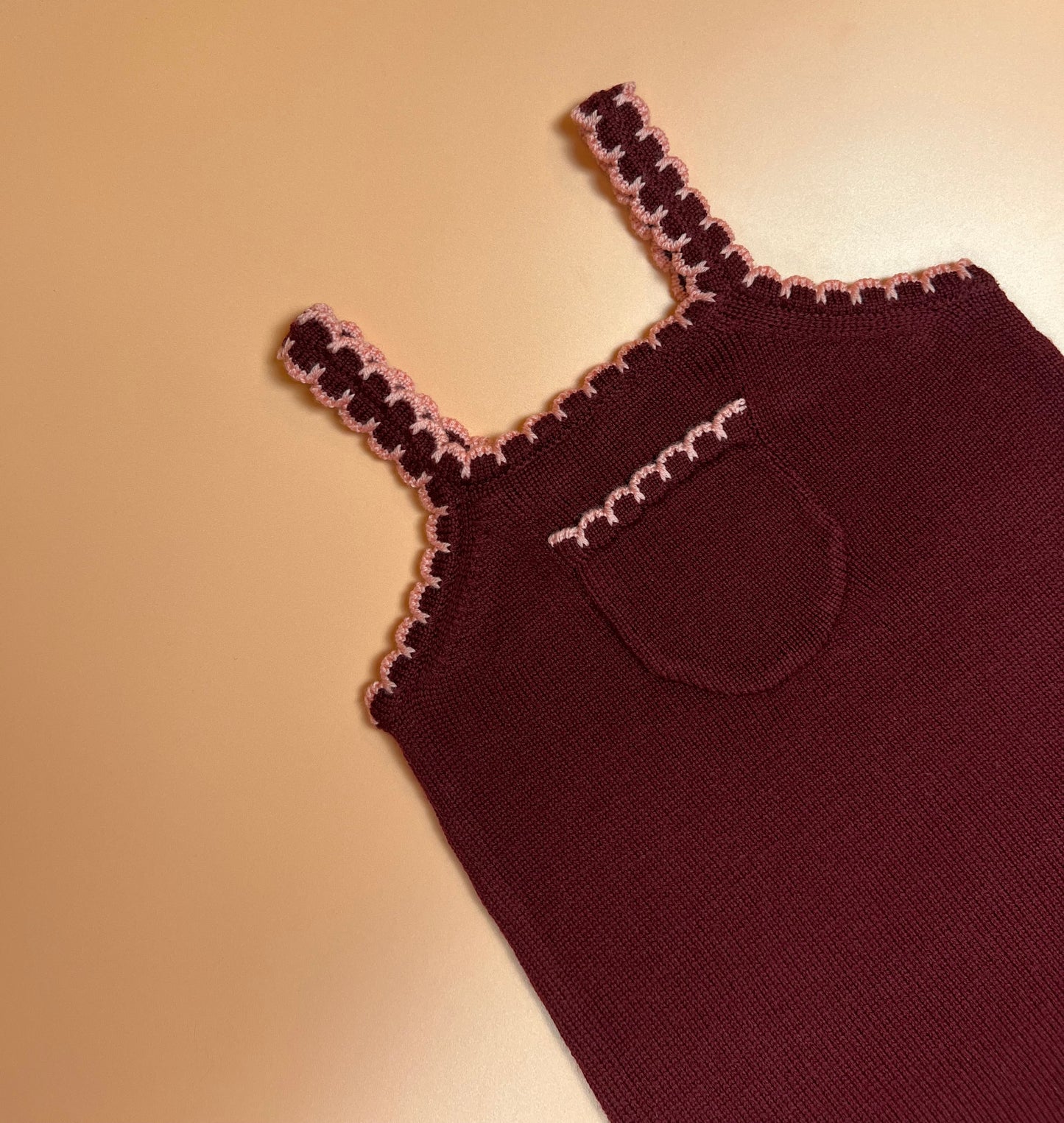 Merino Wool Scallop Dungarees - Plum