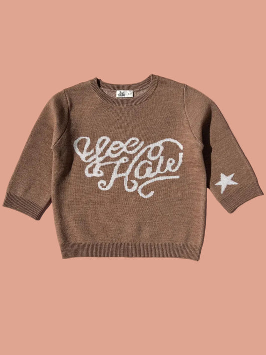 Brown Merino Wool Yeehaw Jumper