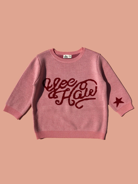 Pink Merino Wool Yeehaw Jumper