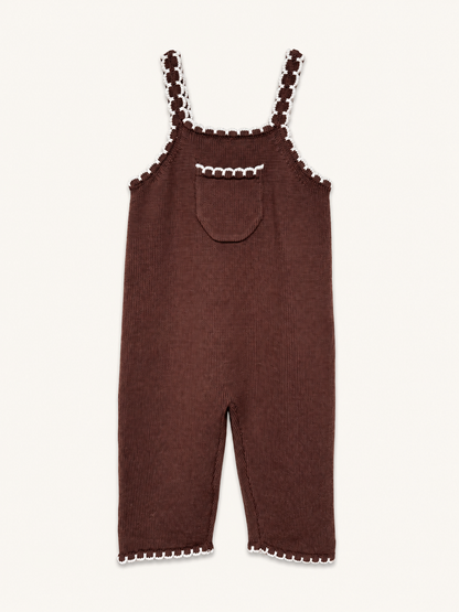 Brown Merino Wool Scallop Dungarees
