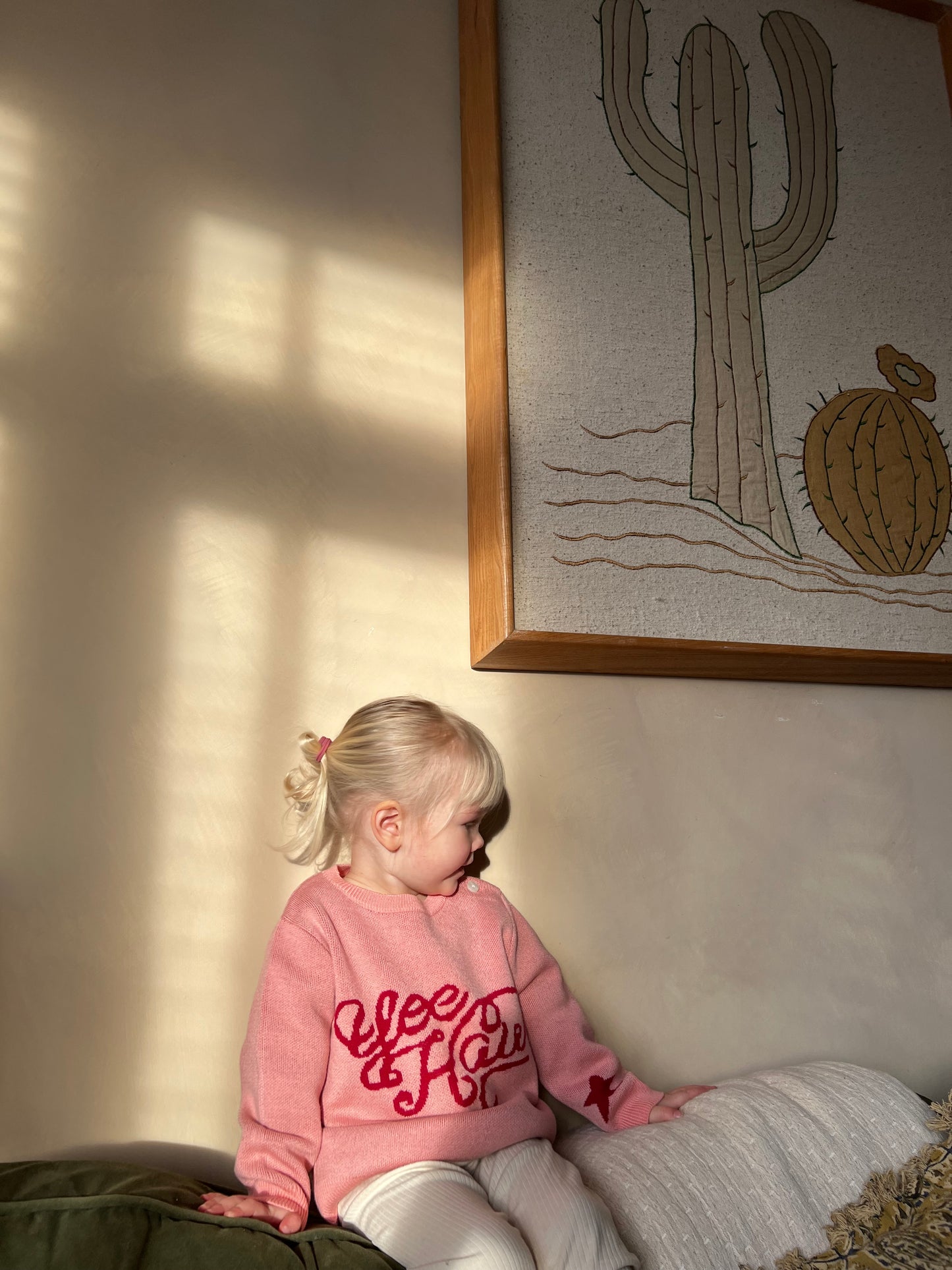 Children’s pink merino wool western cowgirl knitted jumper