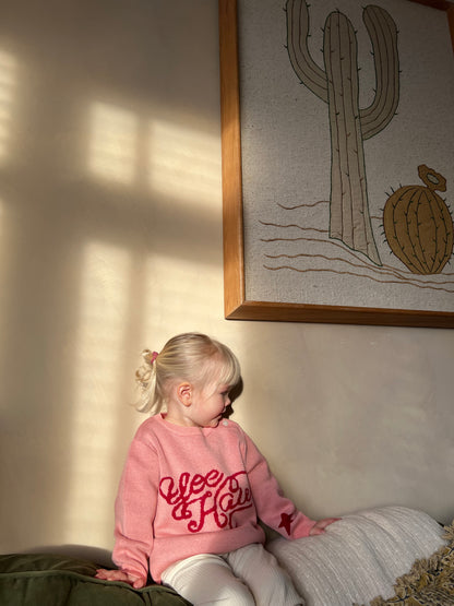 Children’s pink merino wool western cowgirl knitted jumper