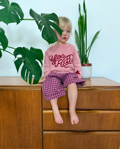 Children’s pink merino wool knit western cowgirl jumper 