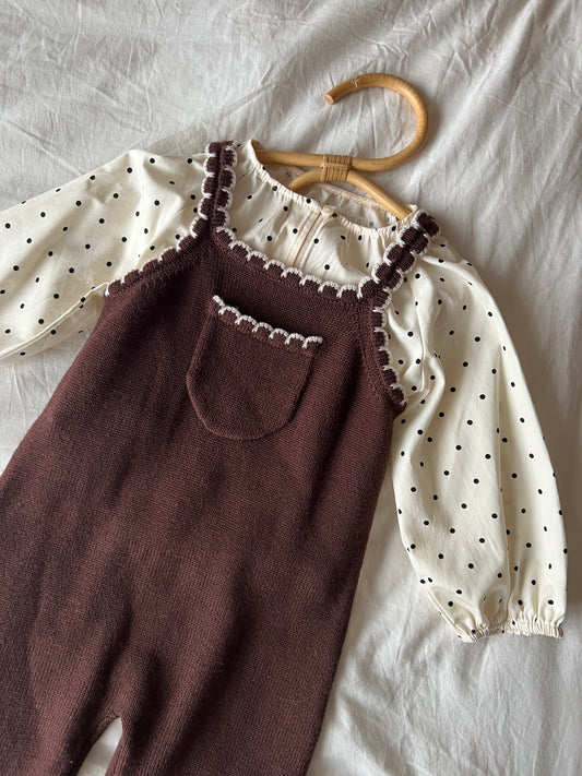 Children’s brown dungarees merino wool 