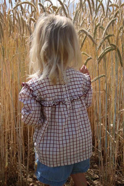 girls organic cotton embroidered cherry blouse top