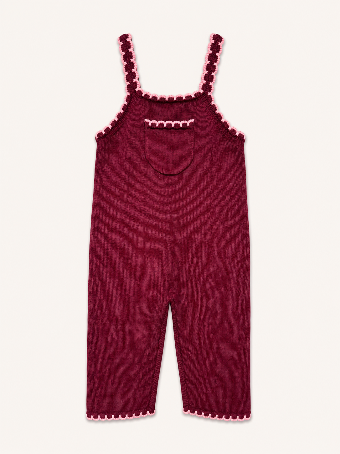 girls merino wool scalloped pink dungarees 