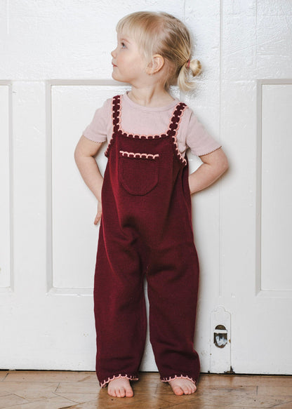 kids spring pink dungarees with scallop 