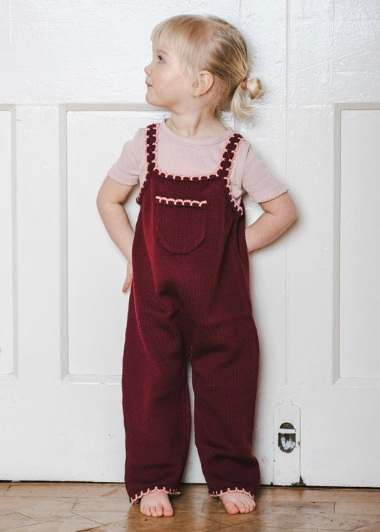 kids spring pink dungarees with scallop 