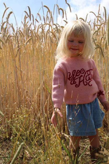 girls pink merino wool jumper western cowgirl 