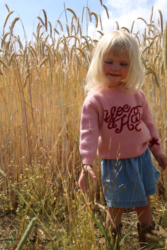 girls pink merino wool jumper western cowgirl 