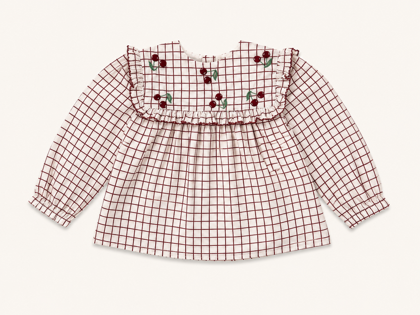 toddler and baby organic cotton checked cherry blouse