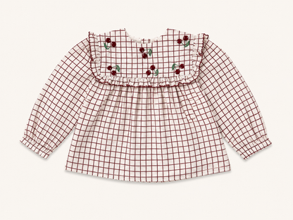 toddler and baby organic cotton checked cherry blouse