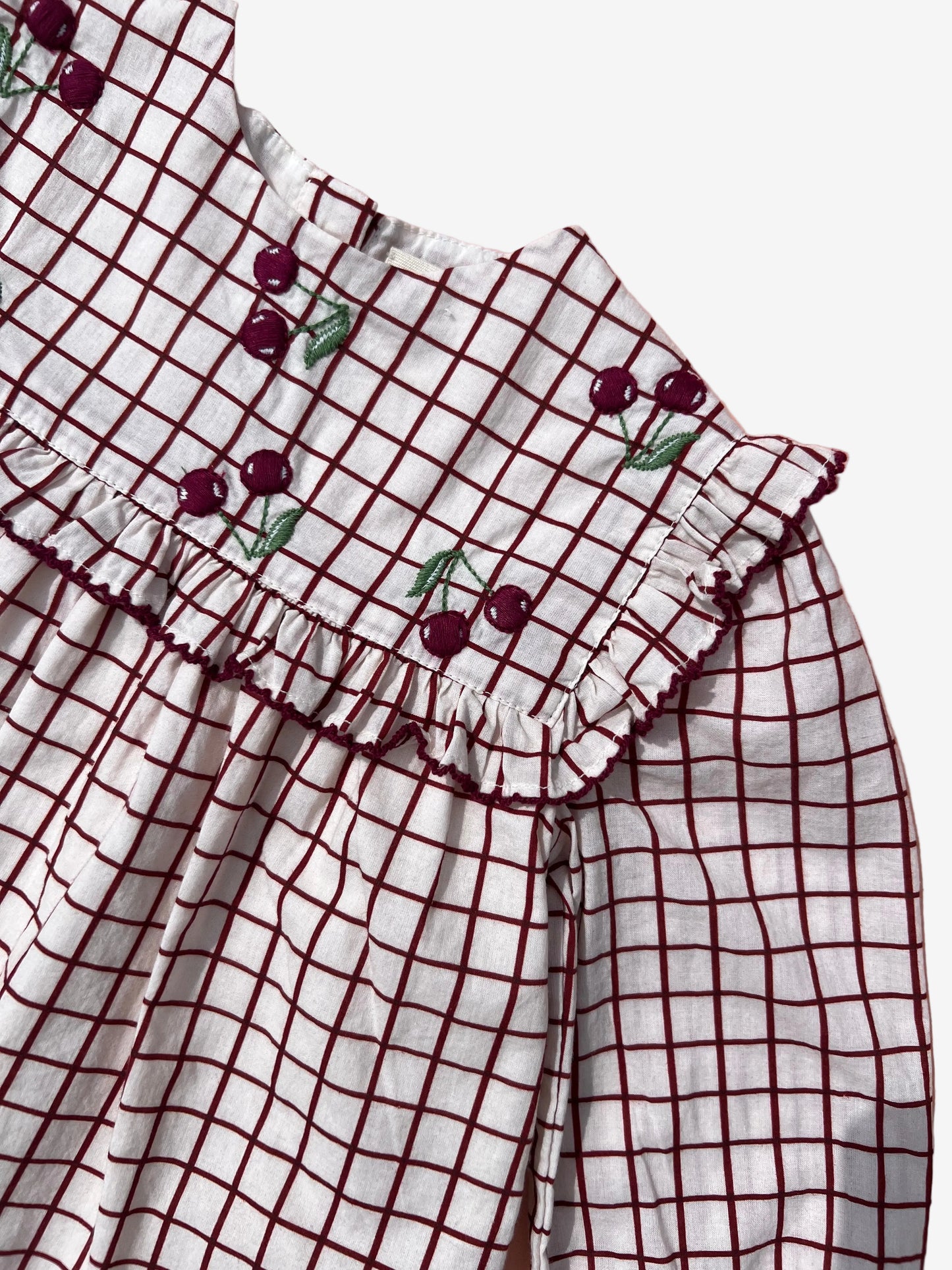 vintage 1970s girls cherry embroidered blouse 