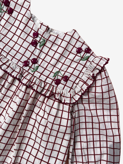 vintage 1970s girls cherry embroidered blouse 