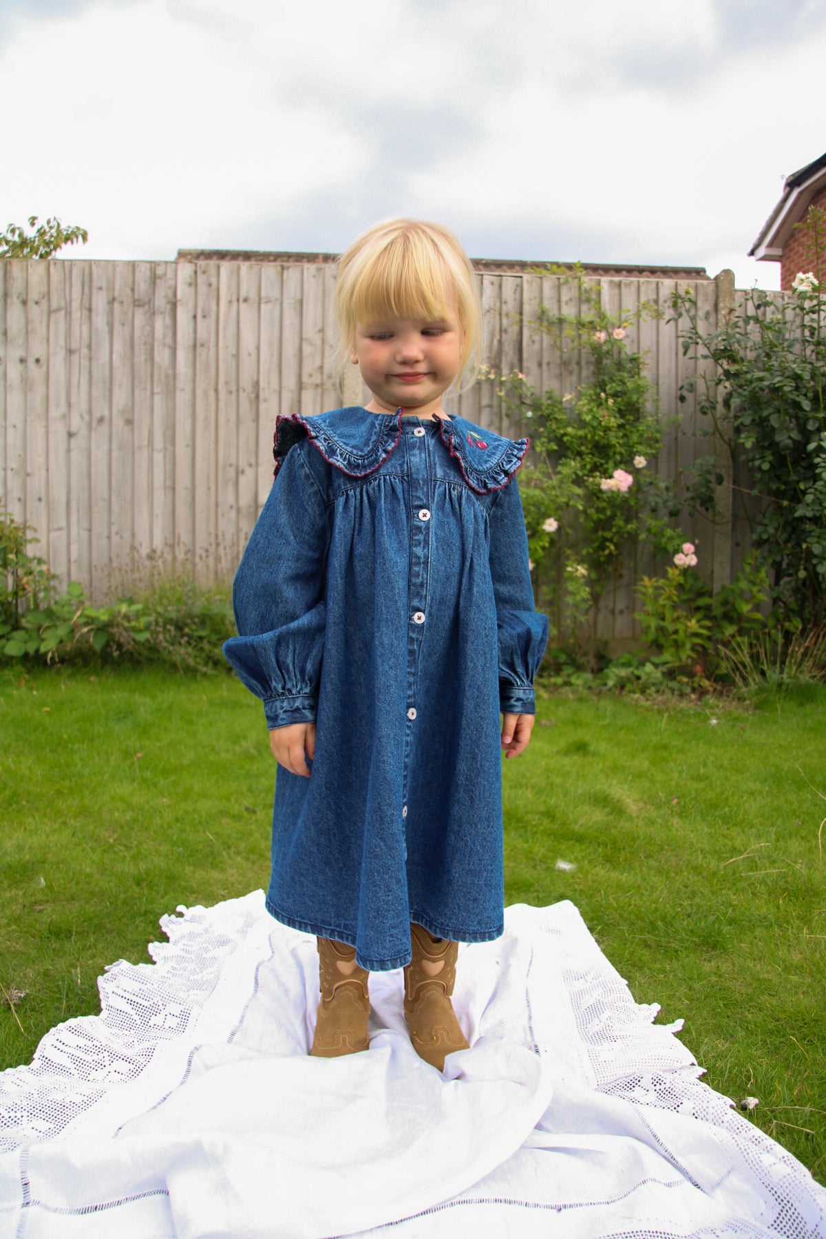 girls organic cotton denim sailor dress vintage inspired childrens clothing 
