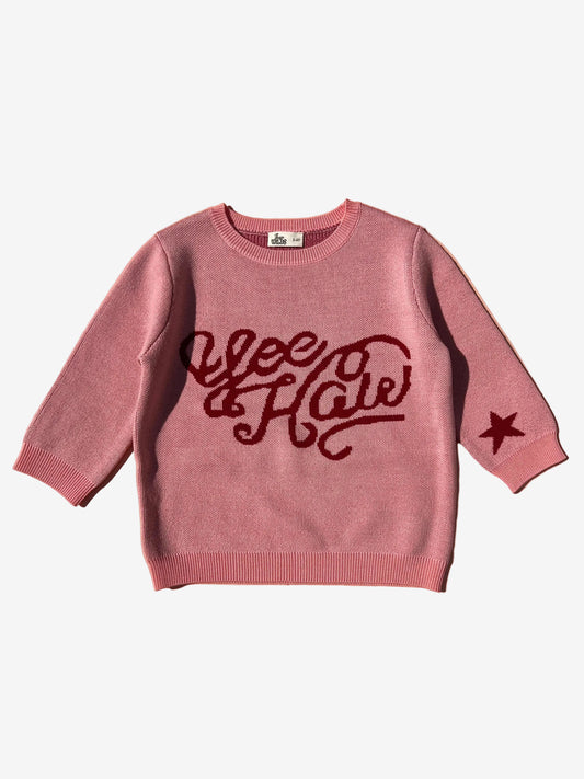 girls pink merino wool cowgirl jumper western 
