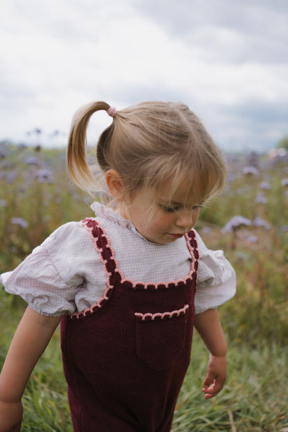 Plum Merino Wool Scallop Dungarees