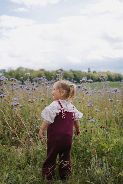 Plum Merino Wool Scallop Dungarees
