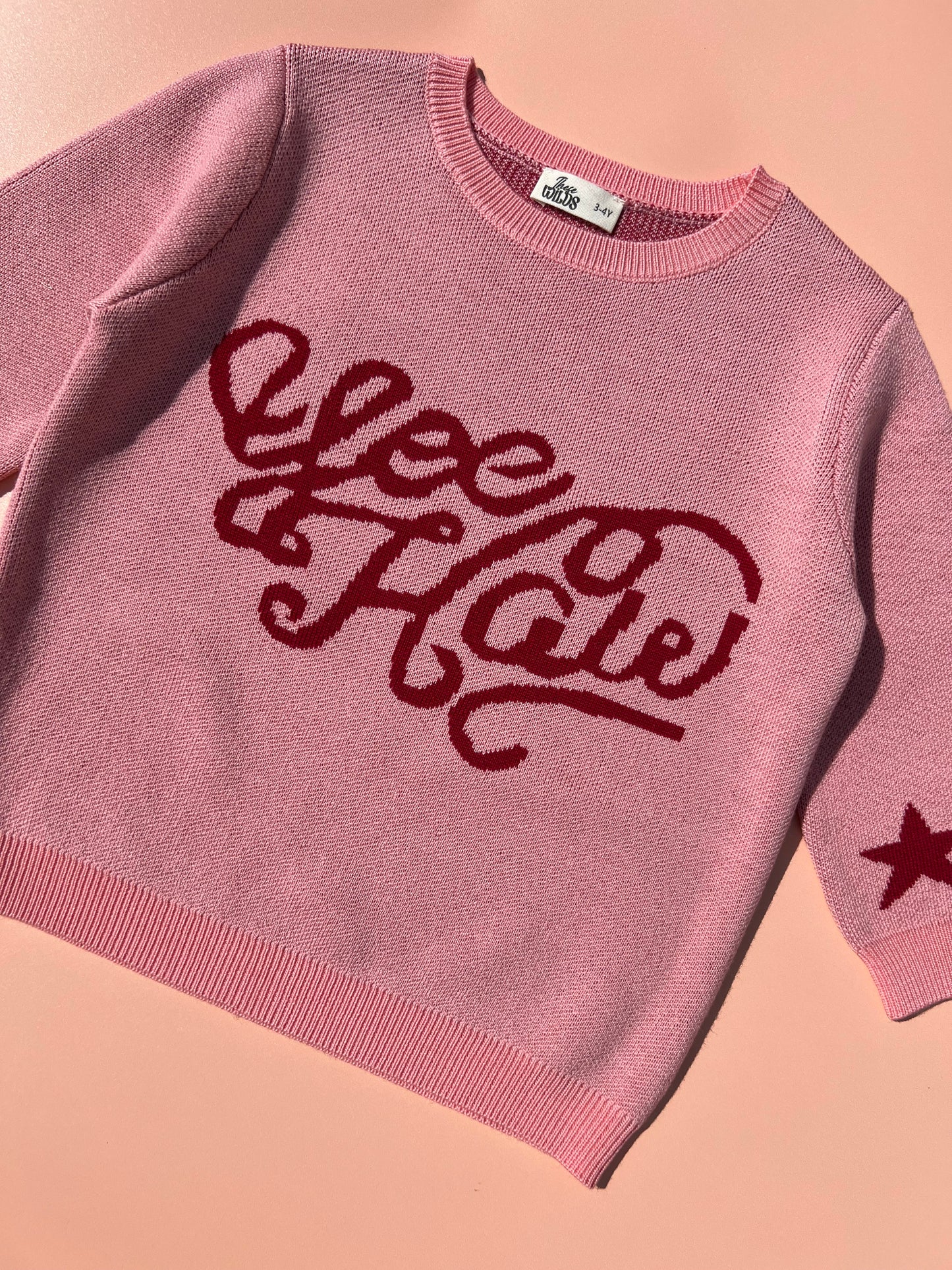 girls merino wool pink cowgirl western knit jumper