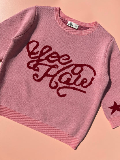 girls merino wool pink cowgirl western knit jumper