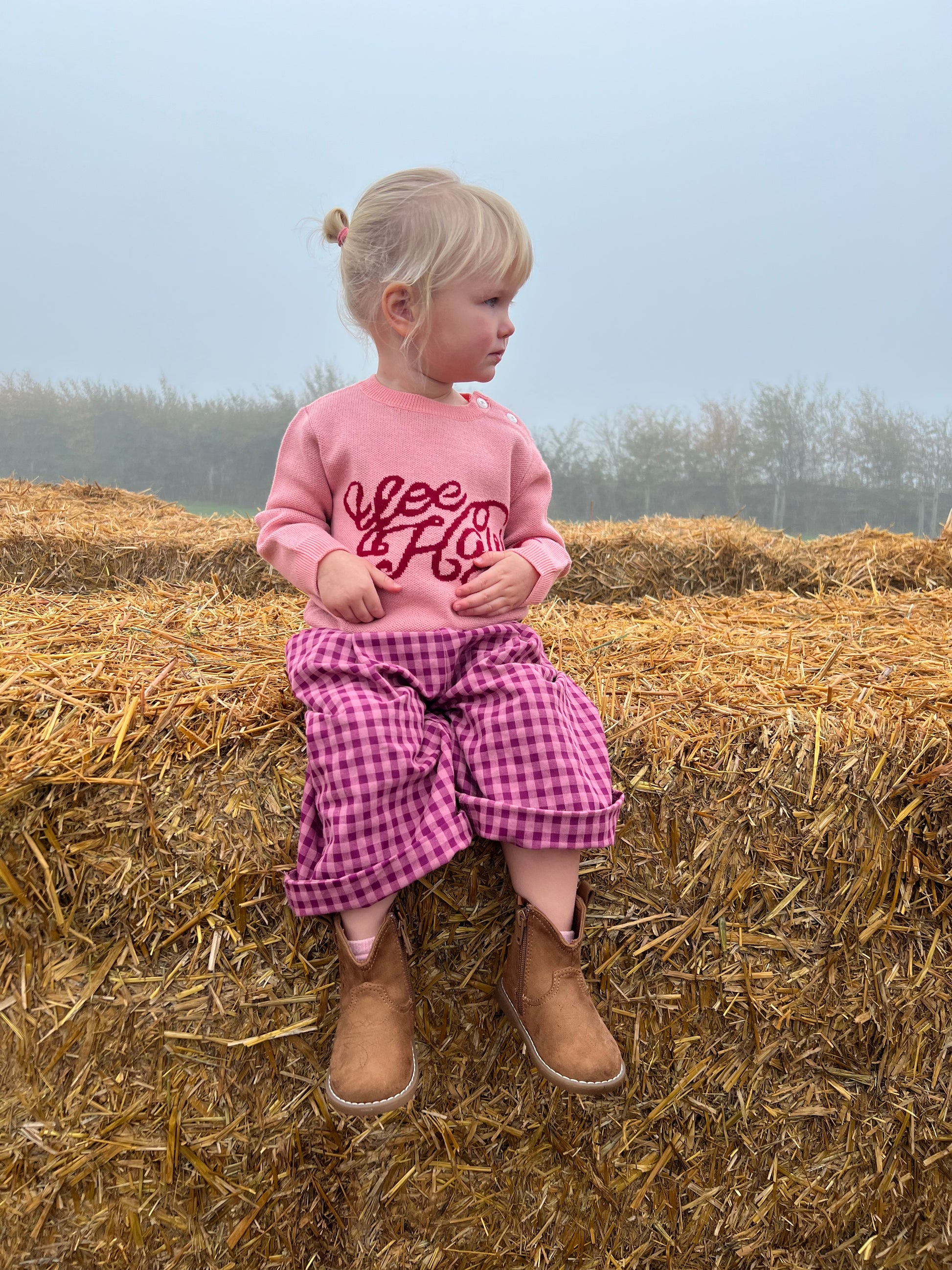 childrens knitted pink jumper cowgirl western