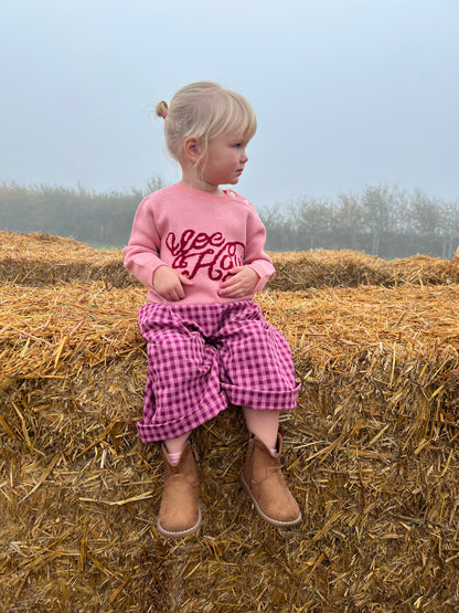 childrens knitted pink jumper cowgirl western